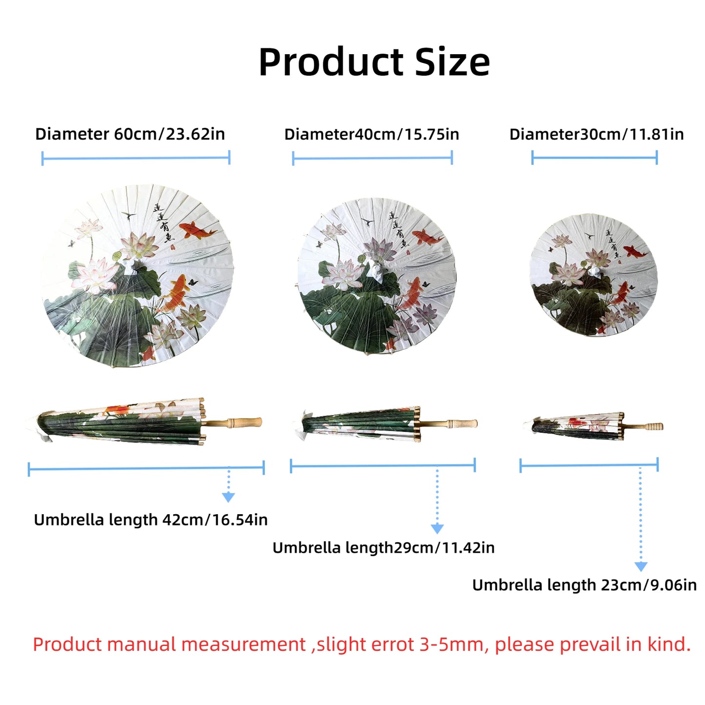 10pcs Diameter60cm small oil paper umbrellas mini not rainproof classic decoration party props small flower paper umbrellas