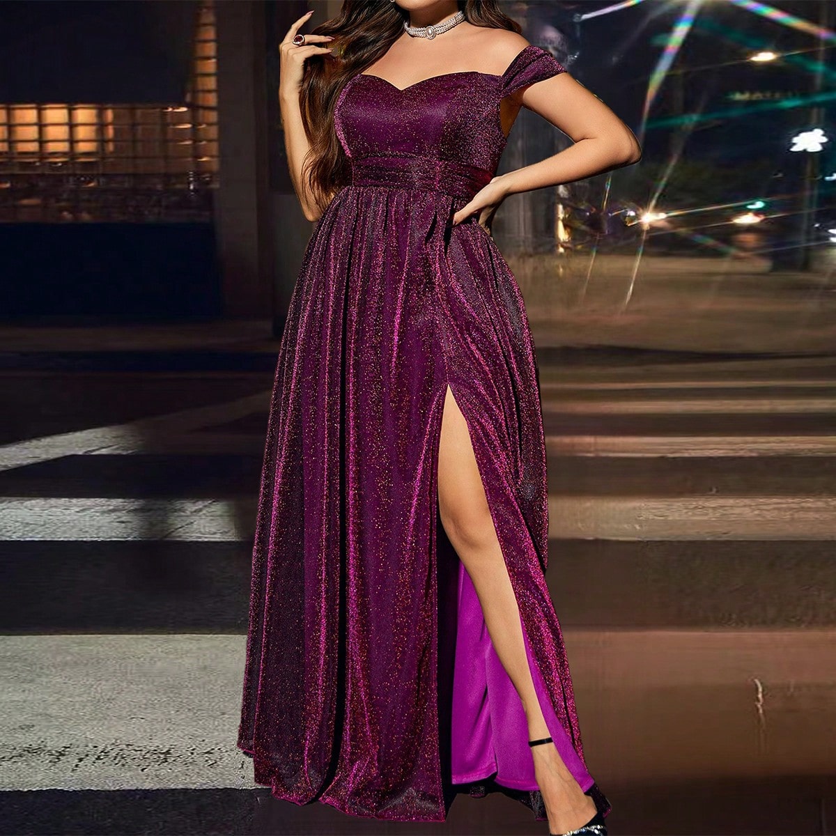 Celebrity Party Split High Waist Evening Gown Banquet Long Dresses New One Shoulder Hostess Dresses Female
