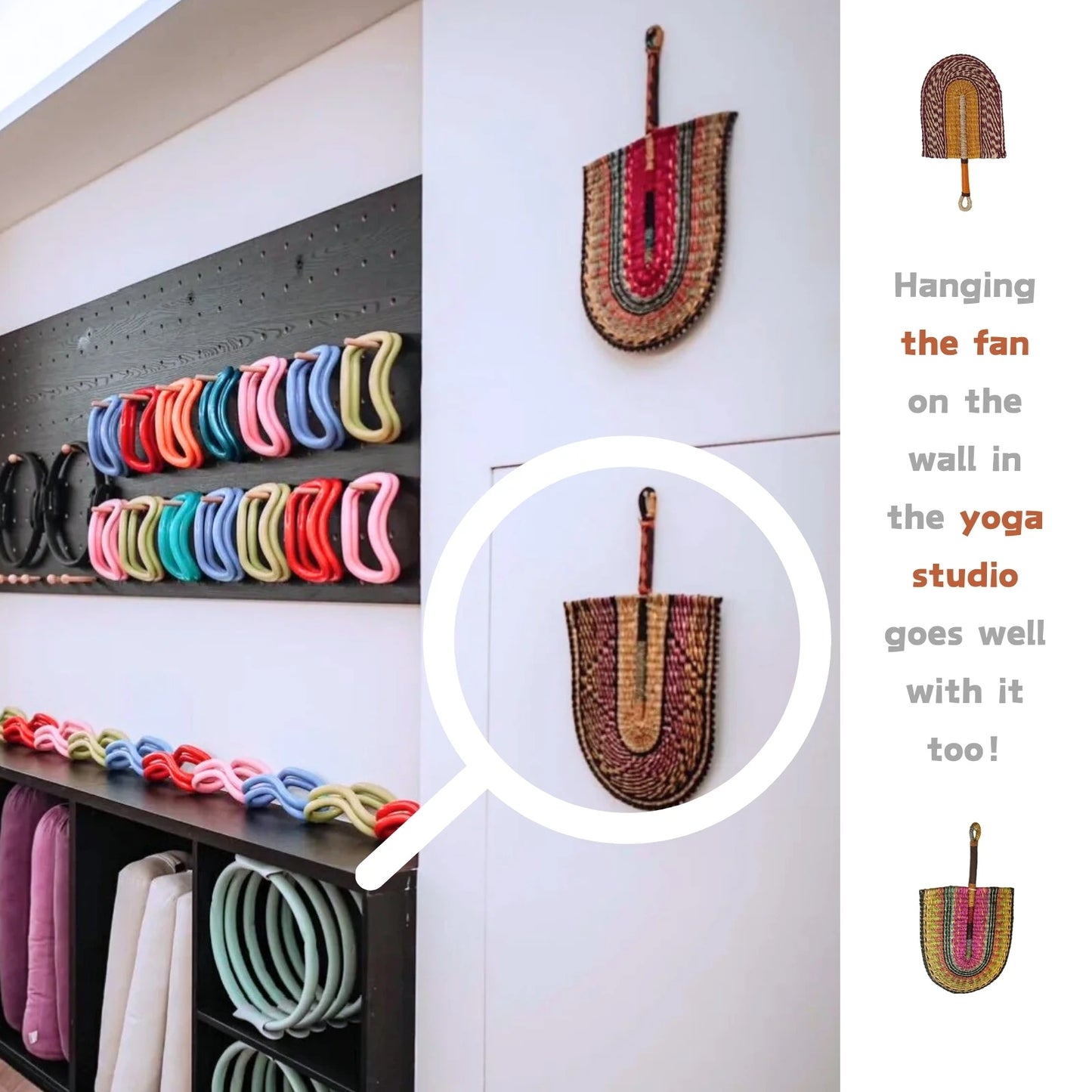 1pcs Small Seagrass Weaving Fan West African Bolga Wall Decorative Fan Home Background Wall Decor Daily Summer Hand Crank Fan