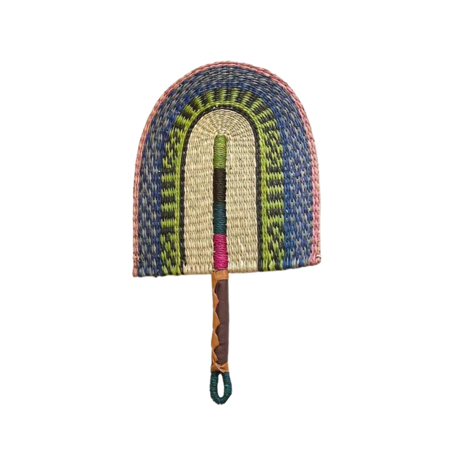 1pcs Small Seagrass Weaving Fan West African Bolga Wall Decorative Fan Home Background Wall Decor Daily Summer Hand Crank Fan