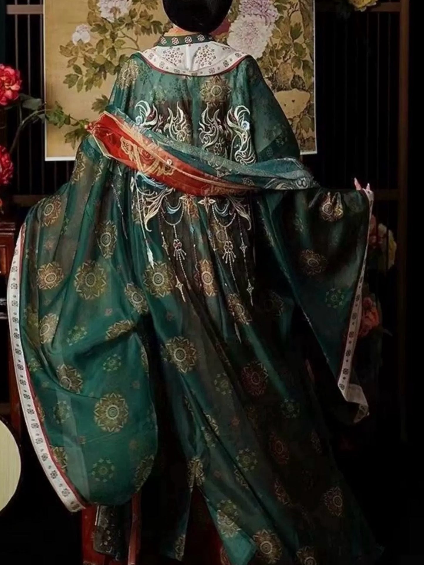 Tang system Chinese style Shengtang Princess Retro Hanfu Pasted together chest big sleeve shirt printing embroidery Ancient style Hanfu