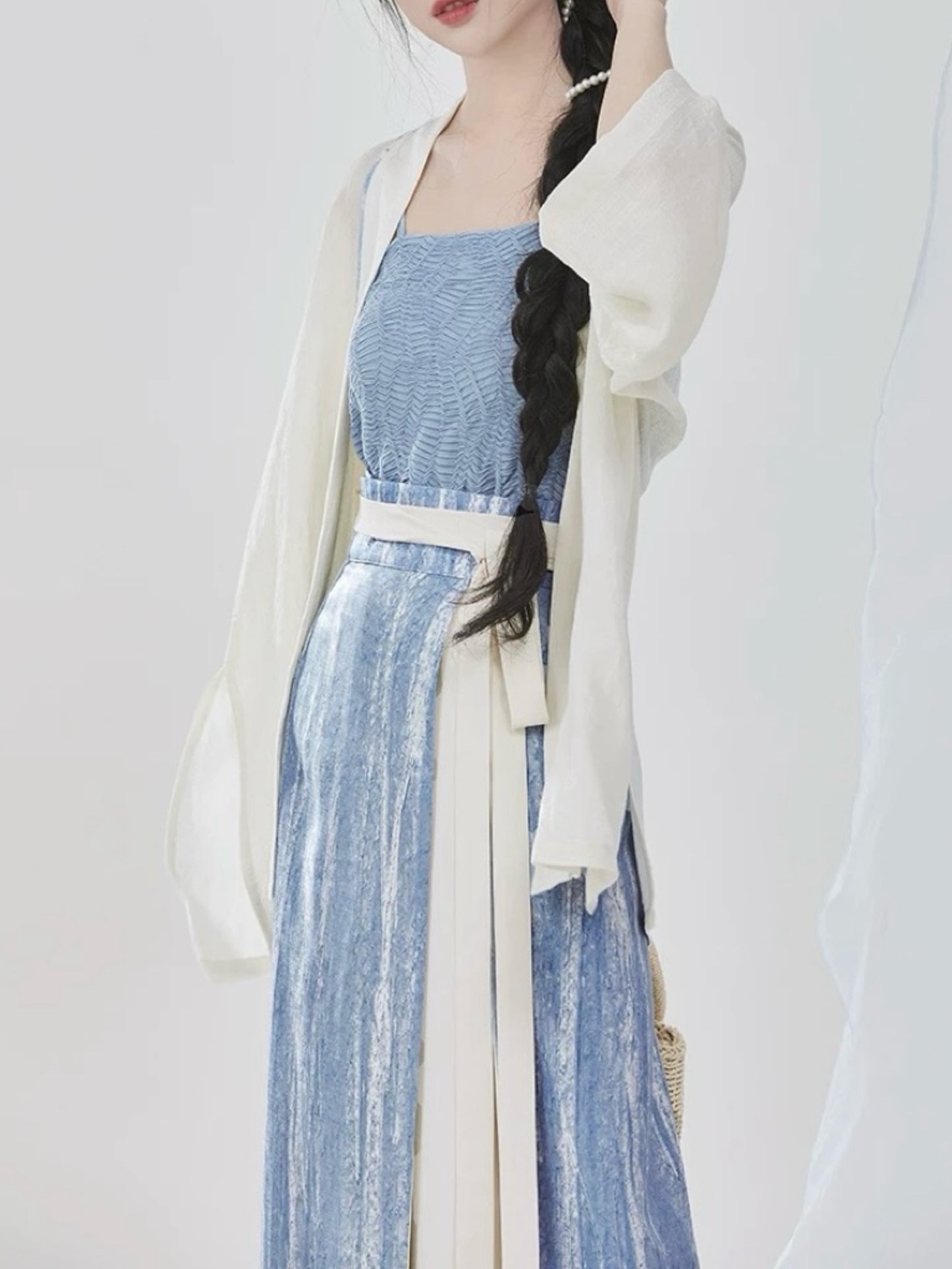 New Chinese women's Han elements lapel national style retro suit improved Song system Hanfu three-piece super fairy temperament fairy skirt