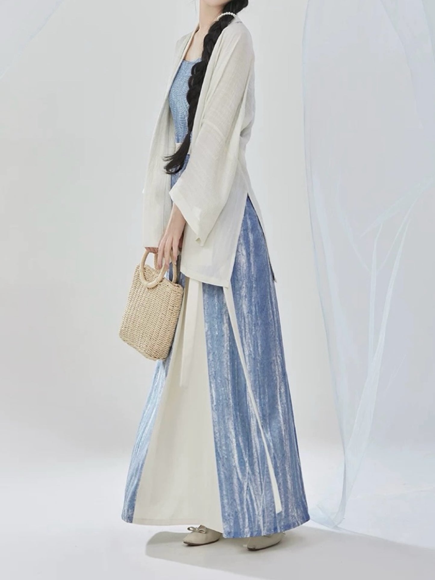 New Chinese women's Han elements lapel national style retro suit improved Song system Hanfu three-piece super fairy temperament fairy skirt