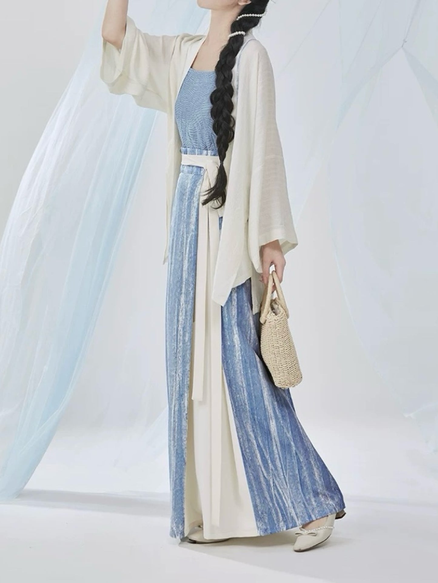 New Chinese women's Han elements lapel national style retro suit improved Song system Hanfu three-piece super fairy temperament fairy skirt