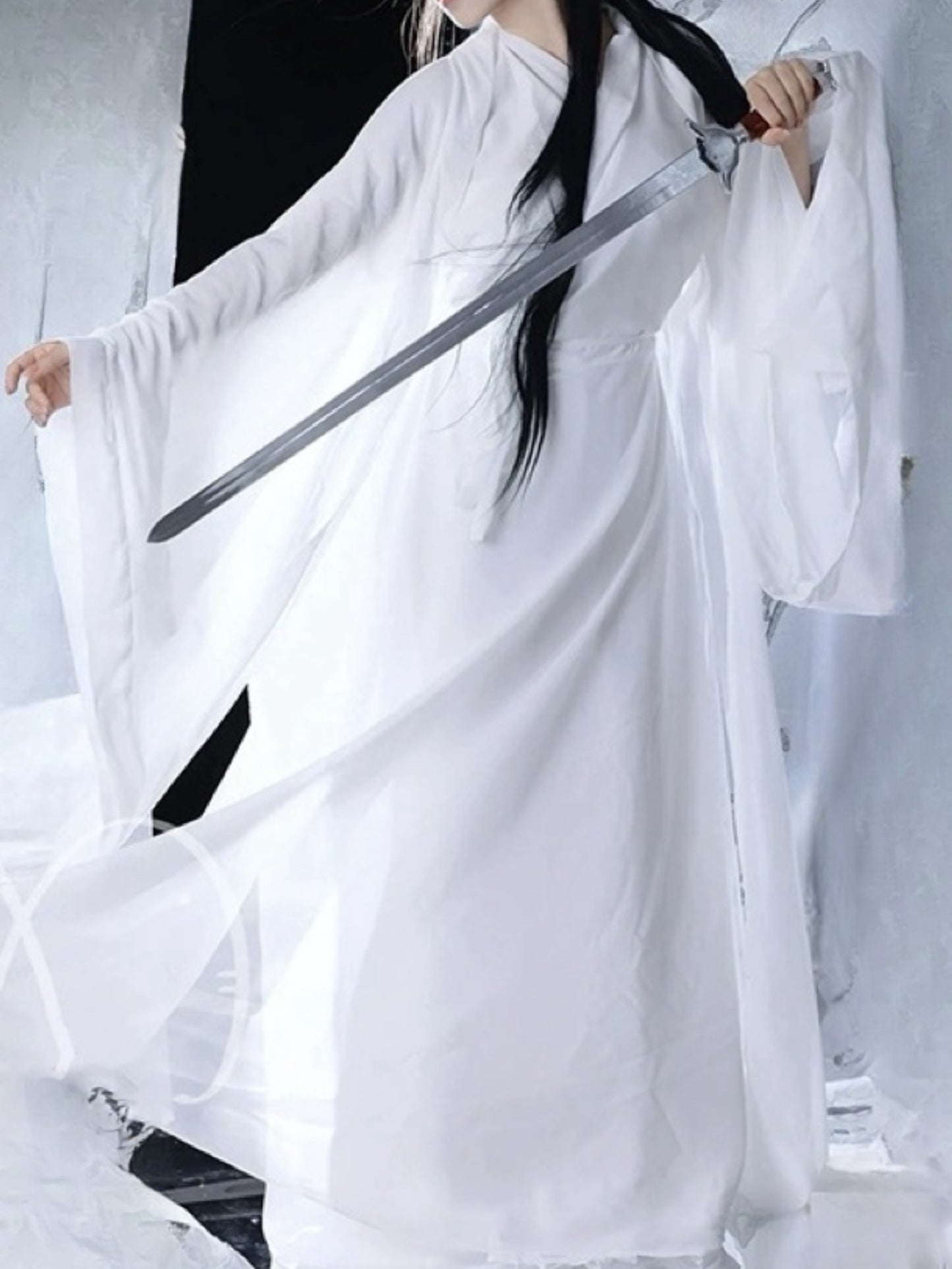 Wei Jin style martial arts style ancient costume wide-sleeved flow fairy dress white super fairy floating Qi waist jacket skirt female