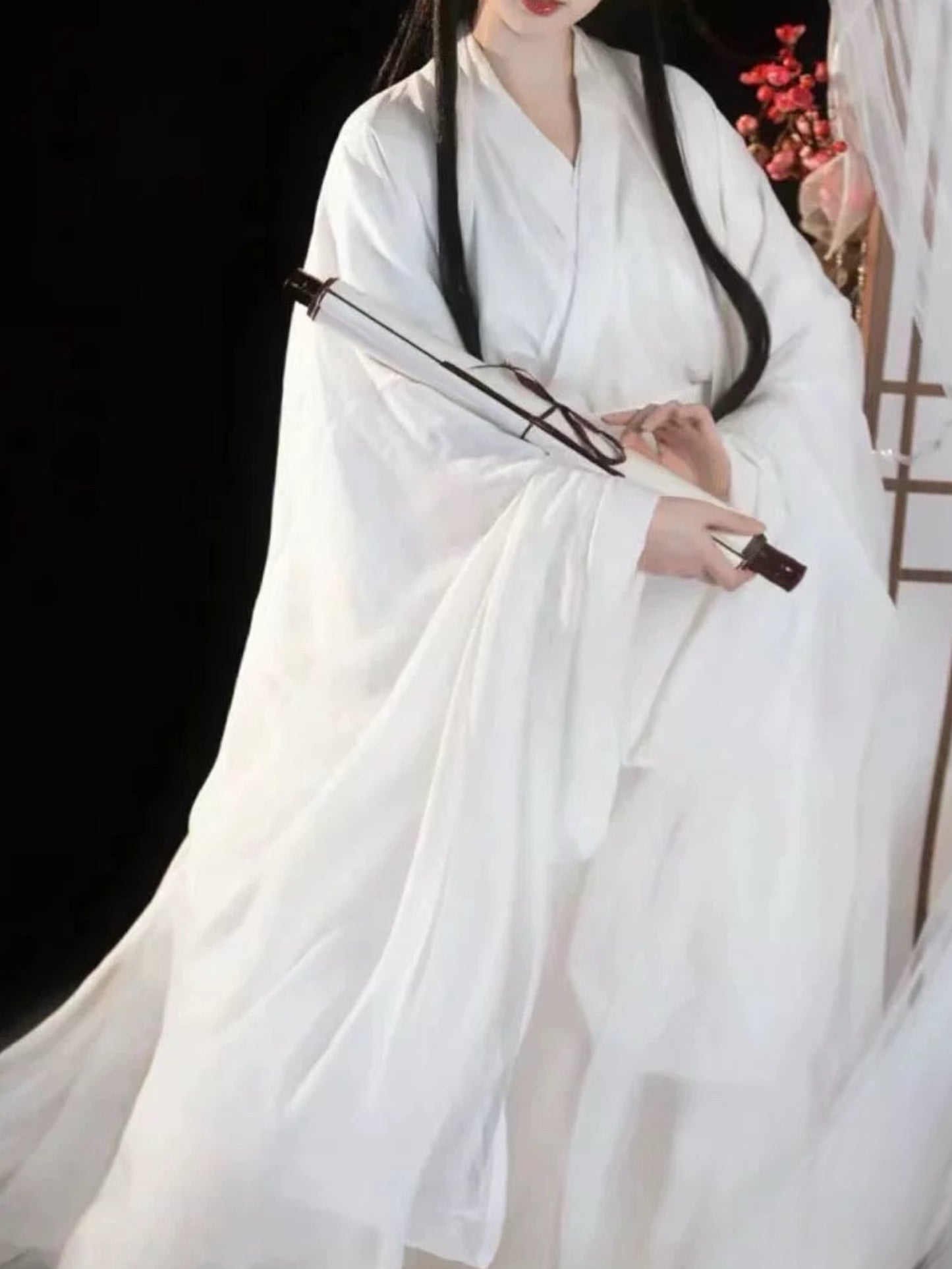 Wei Jin style martial arts style ancient costume wide-sleeved flow fairy dress white super fairy floating Qi waist jacket skirt female