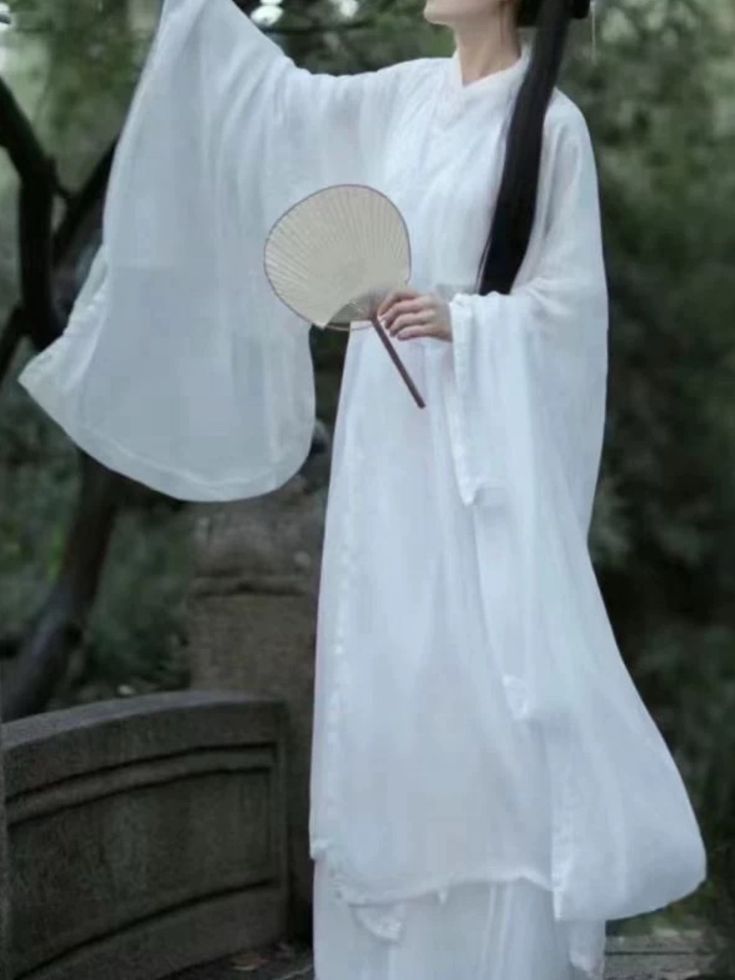 Wei Jin style martial arts style ancient costume wide-sleeved flow fairy dress white super fairy floating Qi waist jacket skirt female