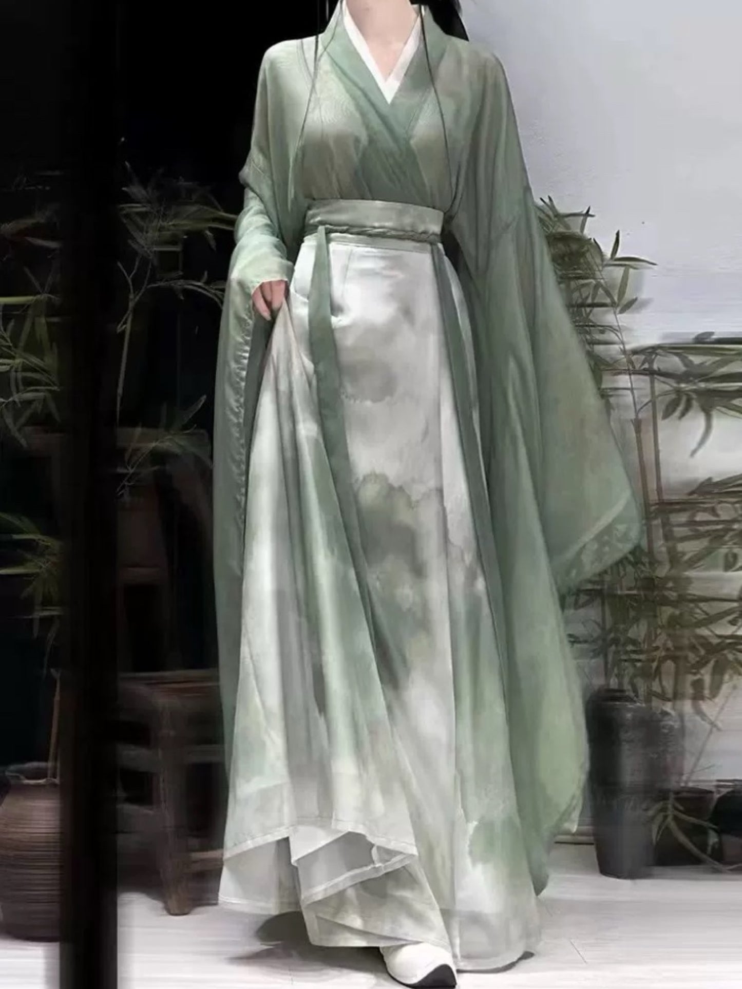Wei Jin War Robe Hanfu Women Ancient Qingleng Wind Cross Lapel Big Sleeve Chinese Style Immortal Flowing Jin System Cross Neck Skirt Chivalrous Suit