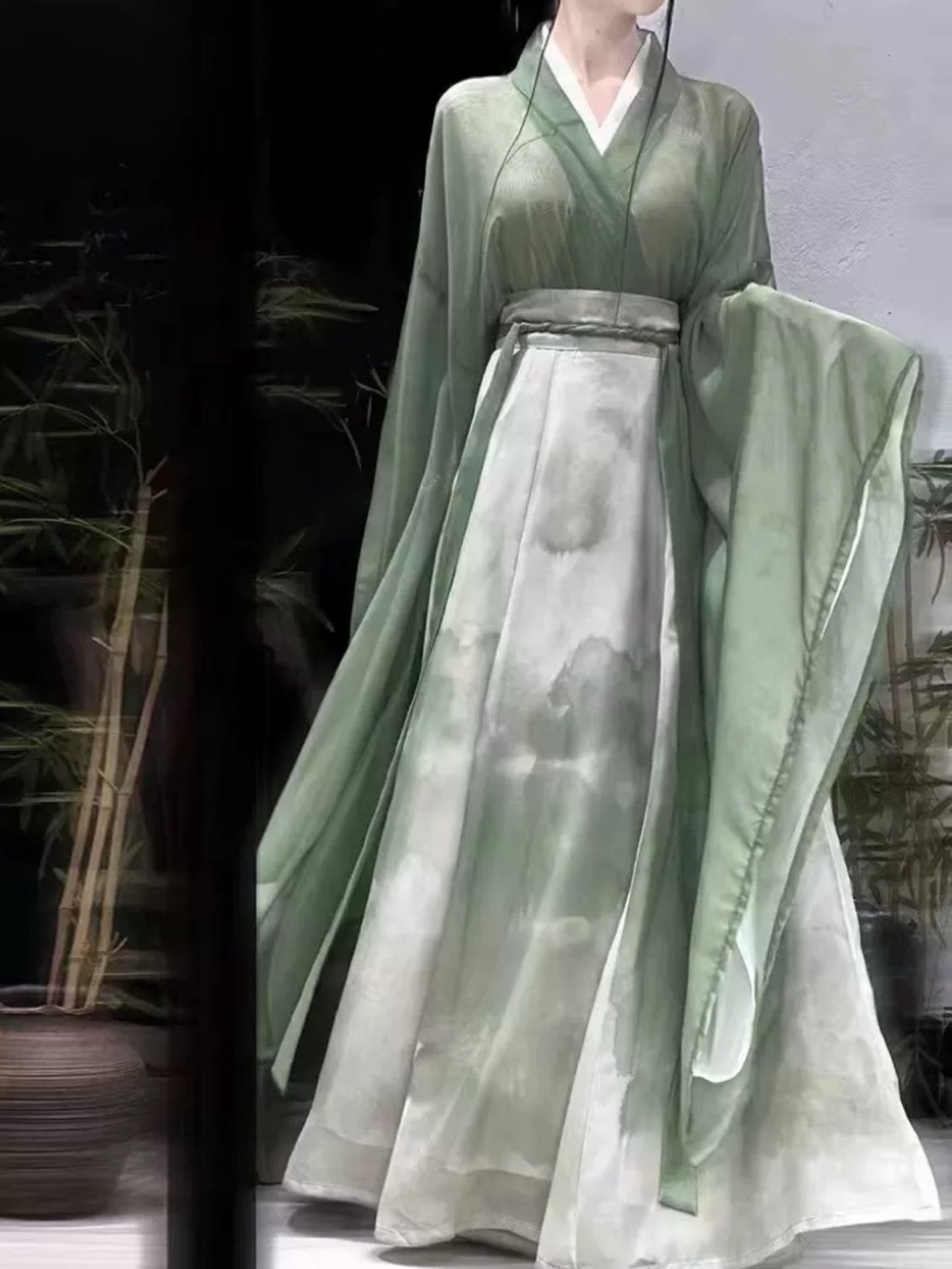 Wei Jin War Robe Hanfu Women Ancient Qingleng Wind Cross Lapel Big Sleeve Chinese Style Immortal Flowing Jin System Cross Neck Skirt Chivalrous Suit