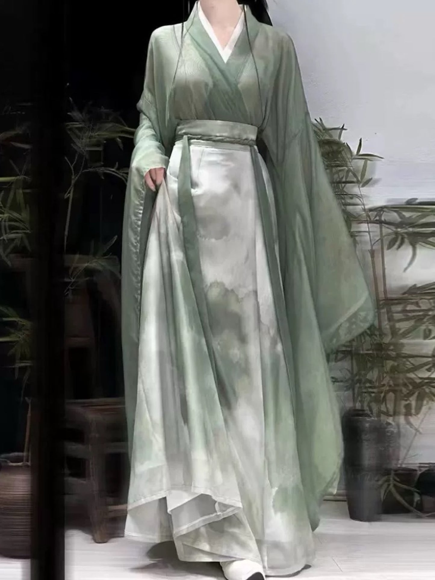 Wei Jin War Robe Hanfu Women Ancient Qingleng Wind Cross Lapel Big Sleeve Chinese Style Immortal Flowing Jin System Cross Neck Skirt Chivalrous Suit
