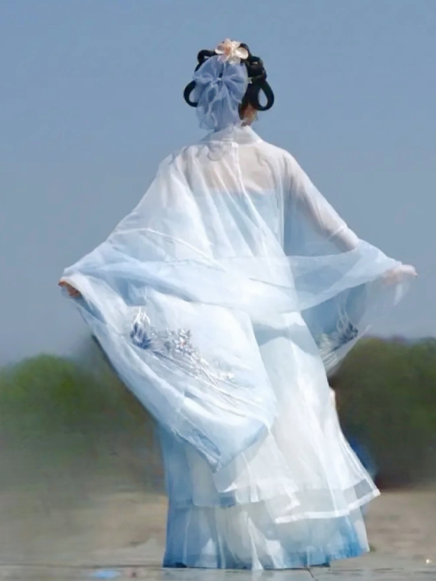 Tang embroidered chevron dress Chinese style super fairy ethereal breasted double layer embroidery large sleeve shirt suit