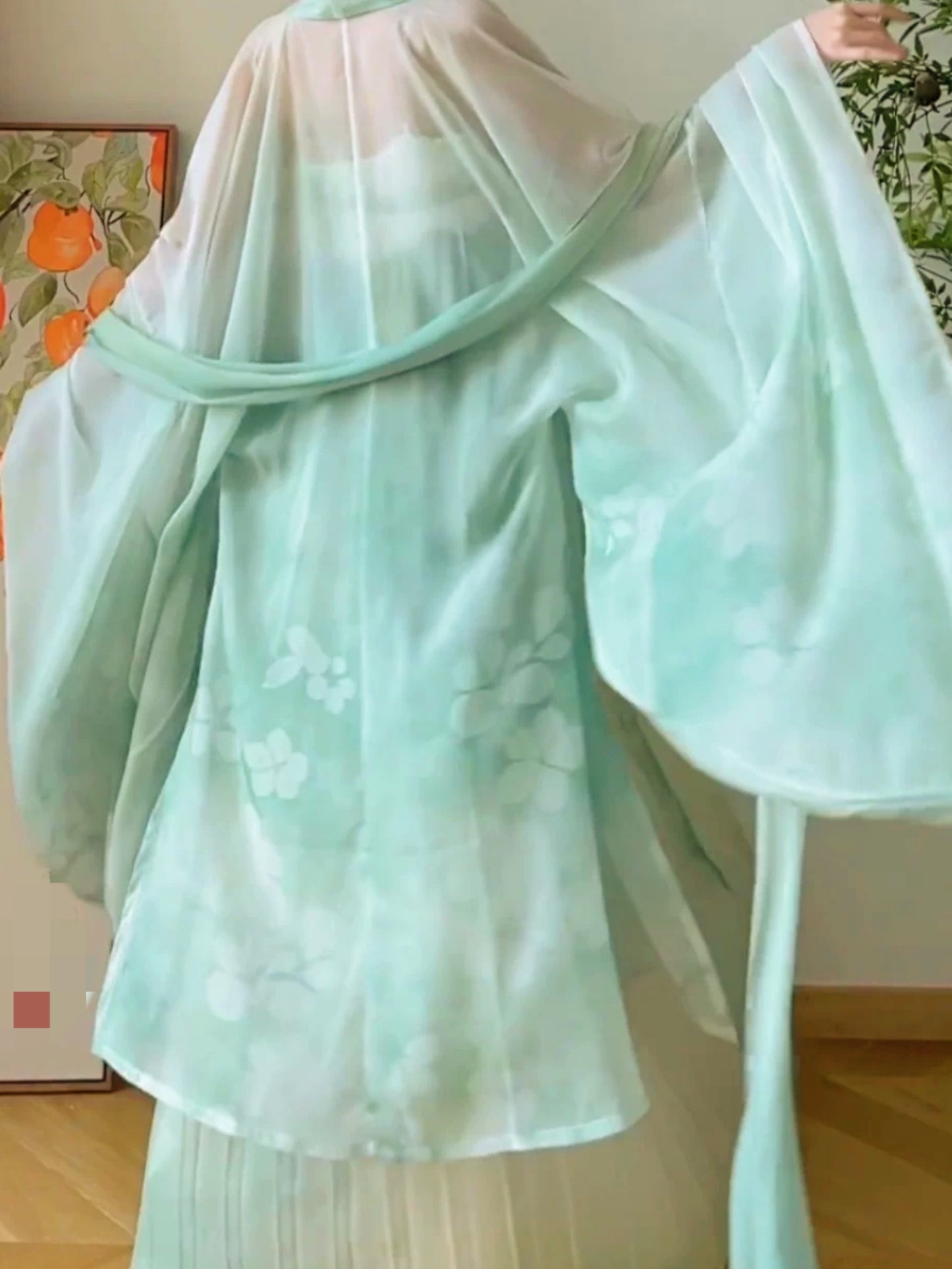 Tang system Hanfu female four seasons spring heavy embroidery improved chest chevron dress big sleeve shirt suit spring and summer models