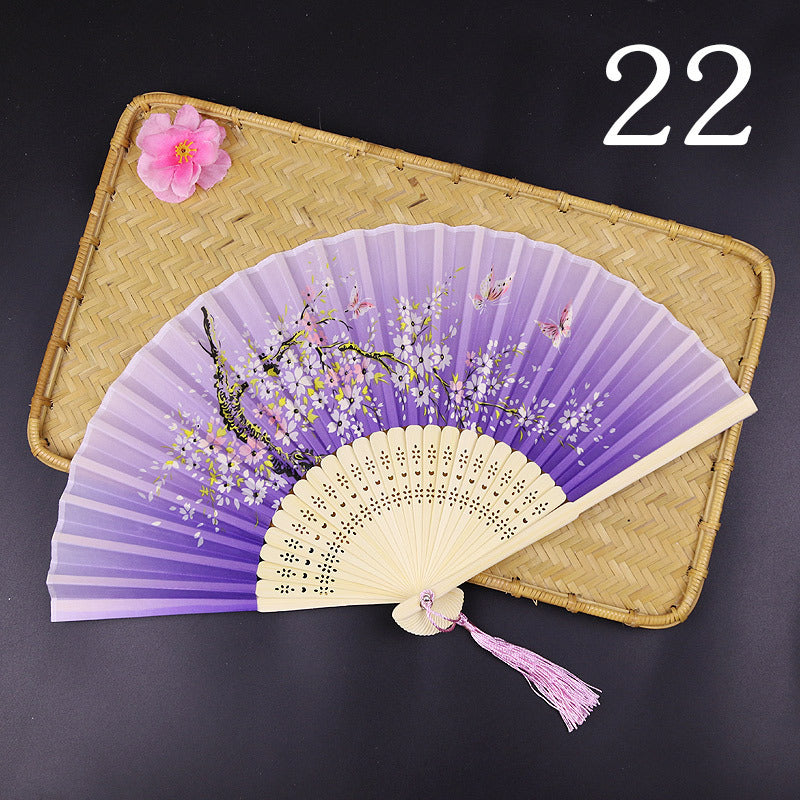 10pcs ancient style folding fan craft gift fans, Japanese Hanfu dance fans, portable silk fabric female fans
