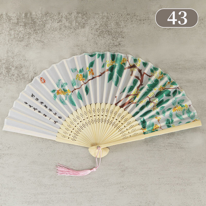 10pcs ancient style folding fan craft gift fans, Japanese Hanfu dance fans, portable silk fabric female fans