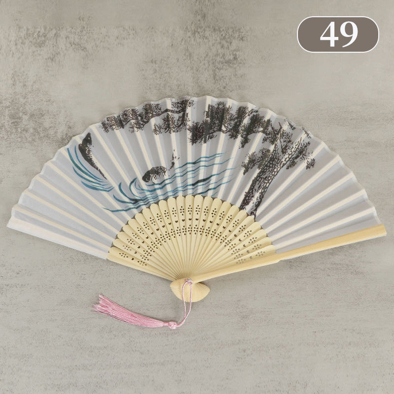 10pcs ancient style folding fan craft gift fans, Japanese Hanfu dance fans, portable silk fabric female fans
