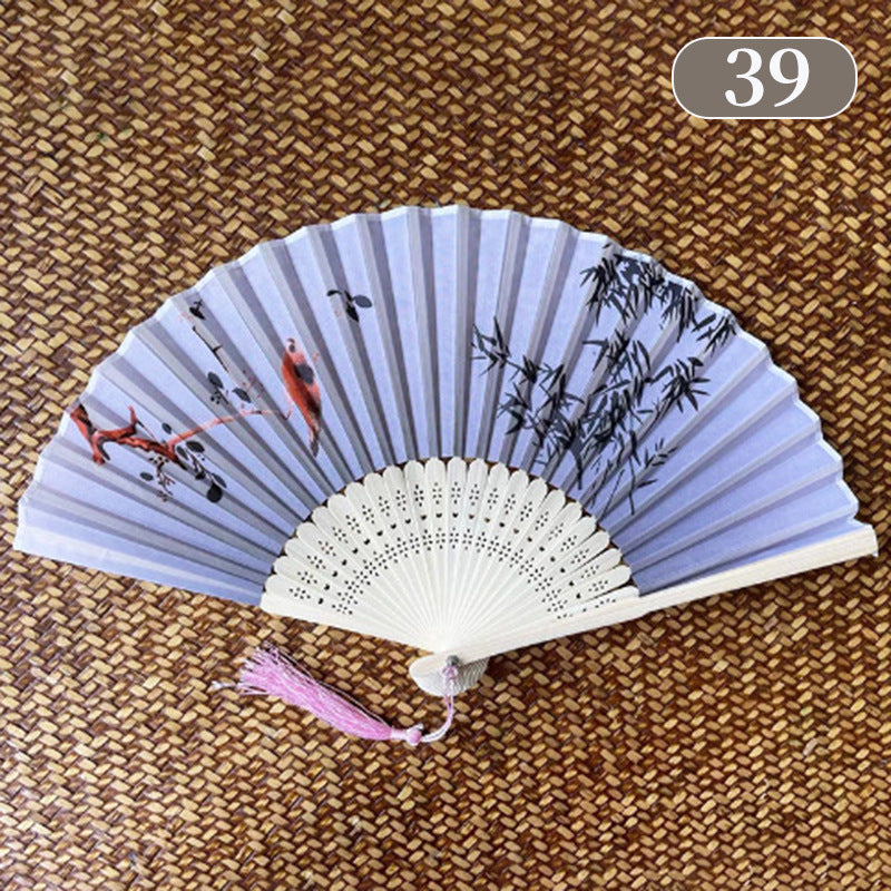 10pcs ancient style folding fan craft gift fans, Japanese Hanfu dance fans, portable silk fabric female fans