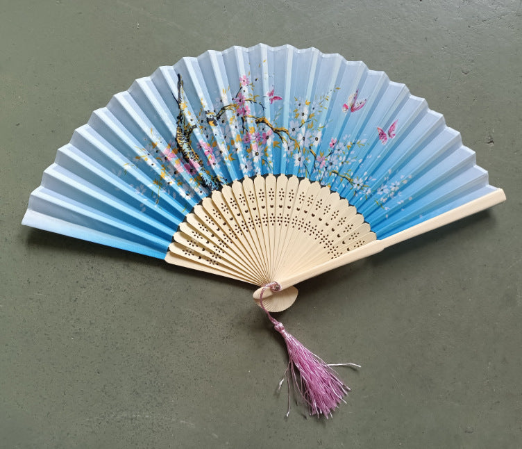 10pcs ancient style folding fan craft gift fans, Japanese Hanfu dance fans, portable silk fabric female fans