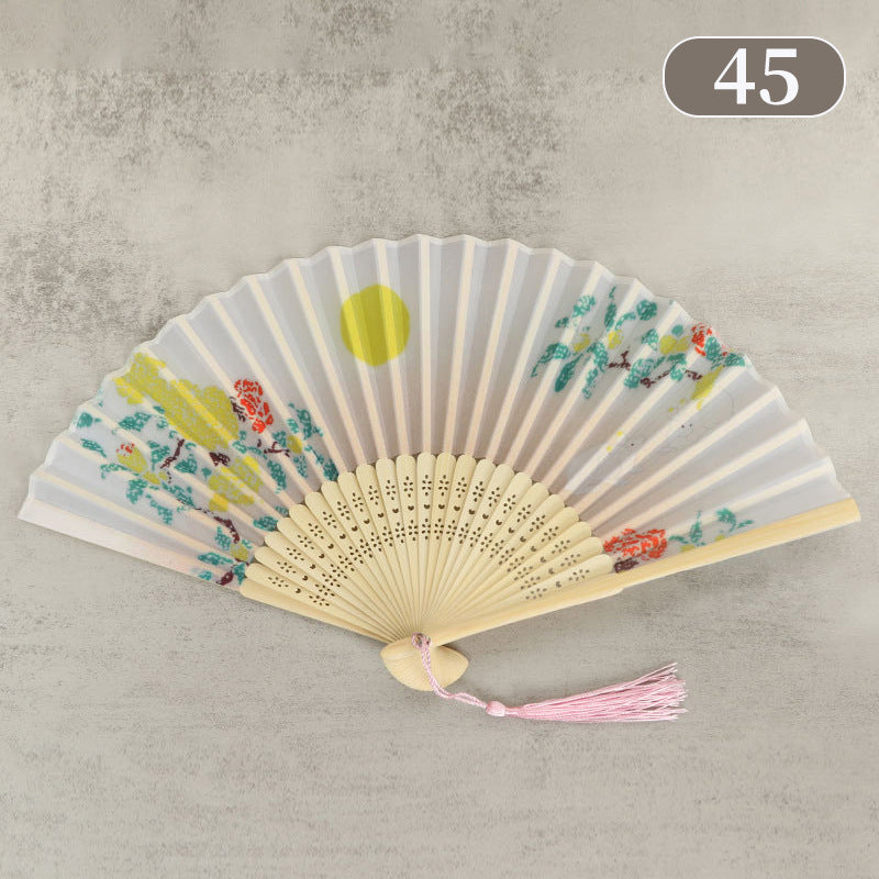 10pcs ancient style folding fan craft gift fans, Japanese Hanfu dance fans, portable silk fabric female fans