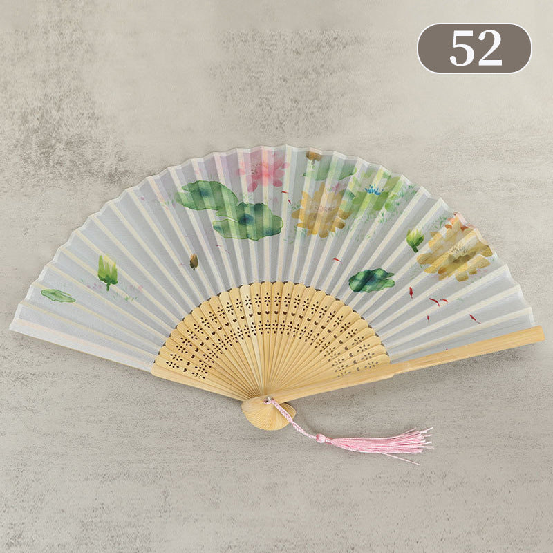 10pcs ancient style folding fan craft gift fans, Japanese Hanfu dance fans, portable silk fabric female fans