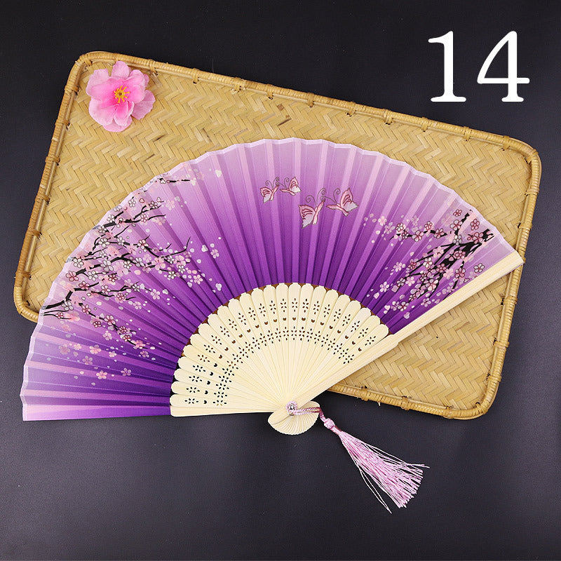 10pcs ancient style folding fan craft gift fans, Japanese Hanfu dance fans, portable silk fabric female fans