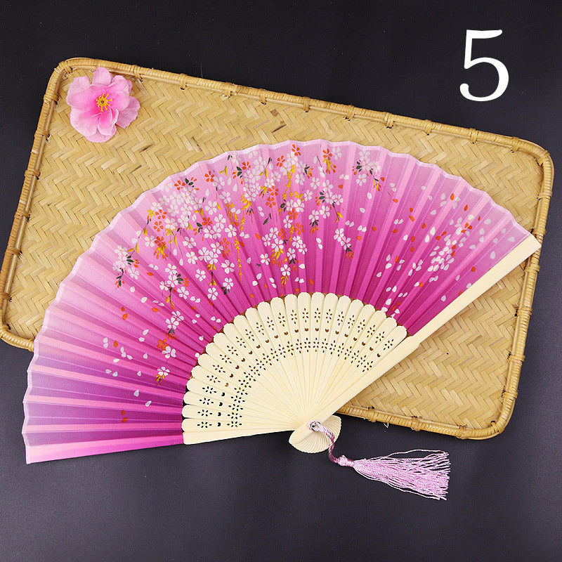 10pcs ancient style folding fan craft gift fans, Japanese Hanfu dance fans, portable silk fabric female fans