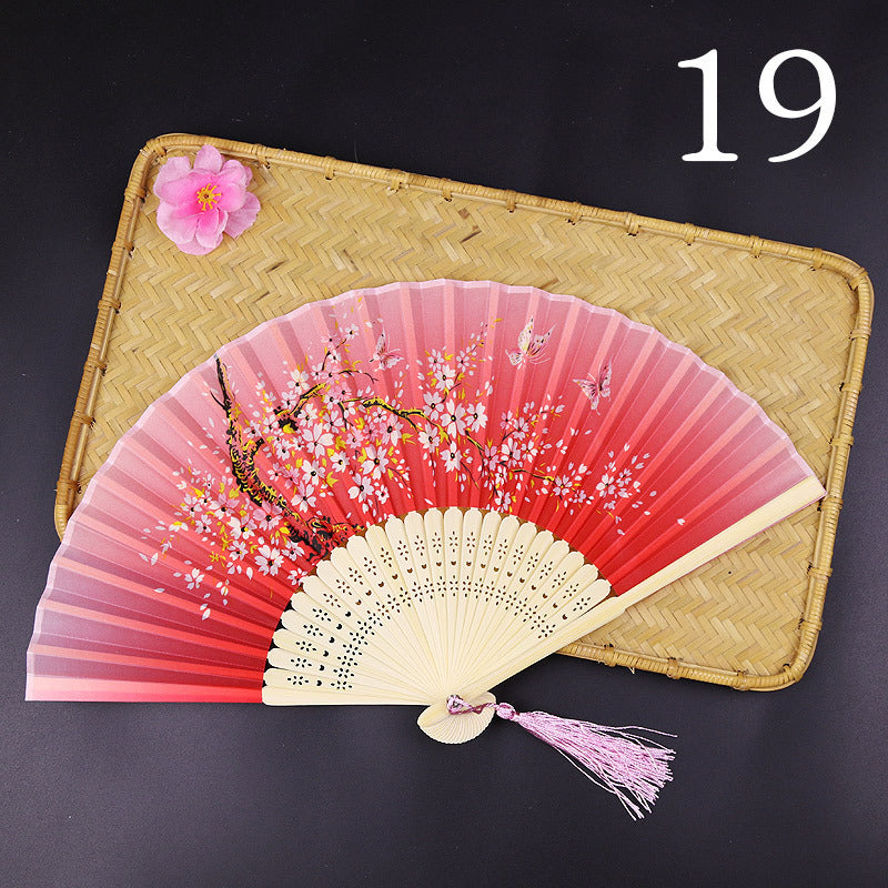 10pcs ancient style folding fan craft gift fans, Japanese Hanfu dance fans, portable silk fabric female fans