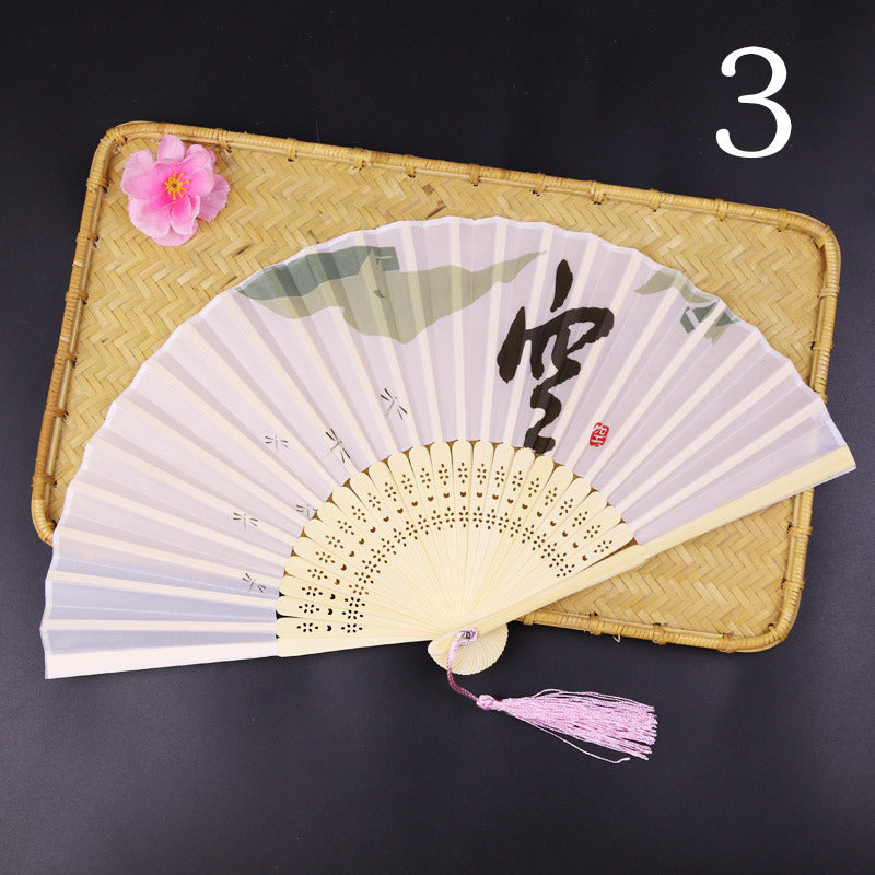 10pcs ancient style folding fan craft gift fans, Japanese Hanfu dance fans, portable silk fabric female fans