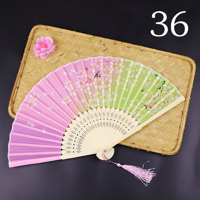 10pcs ancient style folding fan craft gift fans, Japanese Hanfu dance fans, portable silk fabric female fans