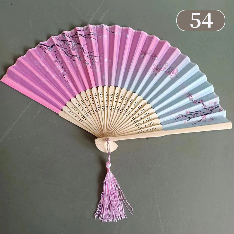 10pcs ancient style folding fan craft gift fans, Japanese Hanfu dance fans, portable silk fabric female fans