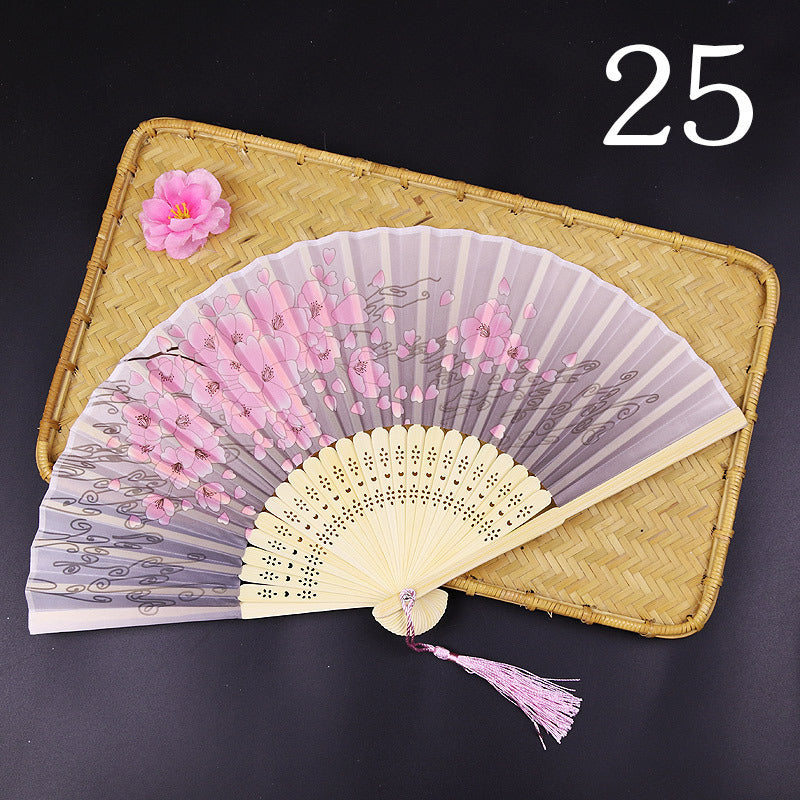10pcs ancient style folding fan craft gift fans, Japanese Hanfu dance fans, portable silk fabric female fans
