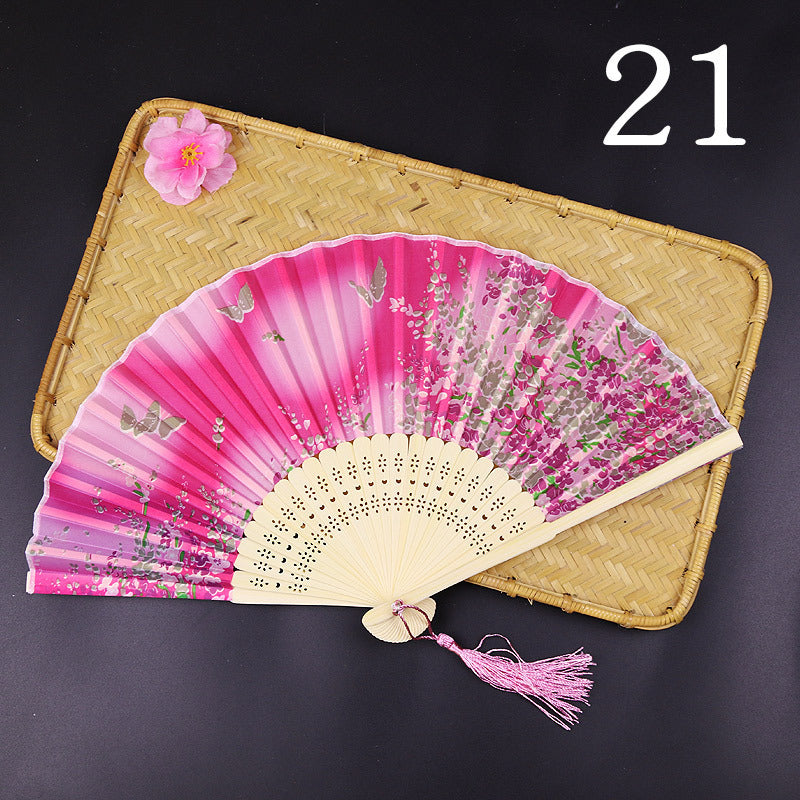 10pcs ancient style folding fan craft gift fans, Japanese Hanfu dance fans, portable silk fabric female fans