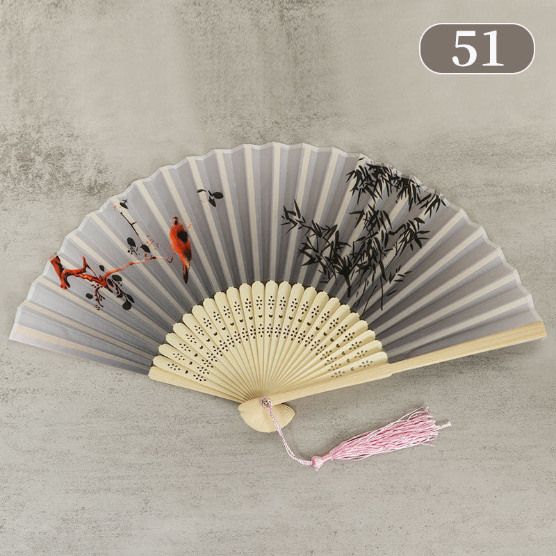 10pcs ancient style folding fan craft gift fans, Japanese Hanfu dance fans, portable silk fabric female fans