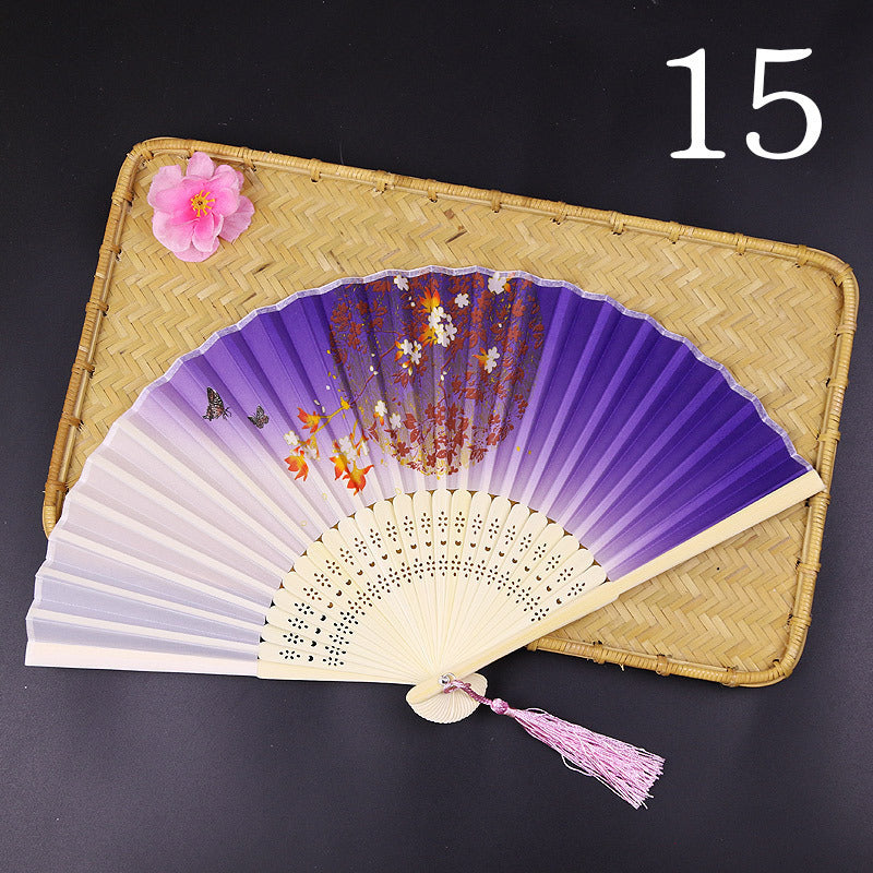 10pcs ancient style folding fan craft gift fans, Japanese Hanfu dance fans, portable silk fabric female fans