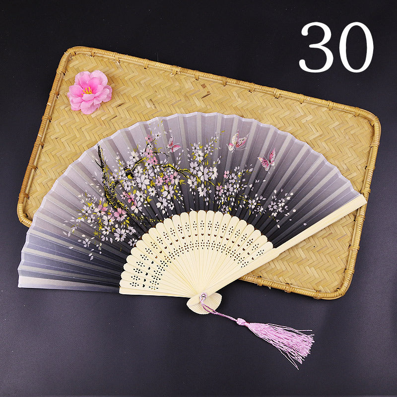 10pcs ancient style folding fan craft gift fans, Japanese Hanfu dance fans, portable silk fabric female fans
