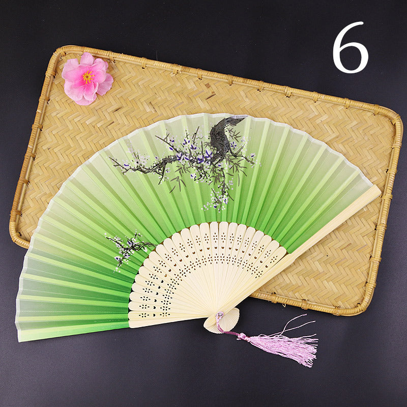 10pcs ancient style folding fan craft gift fans, Japanese Hanfu dance fans, portable silk fabric female fans