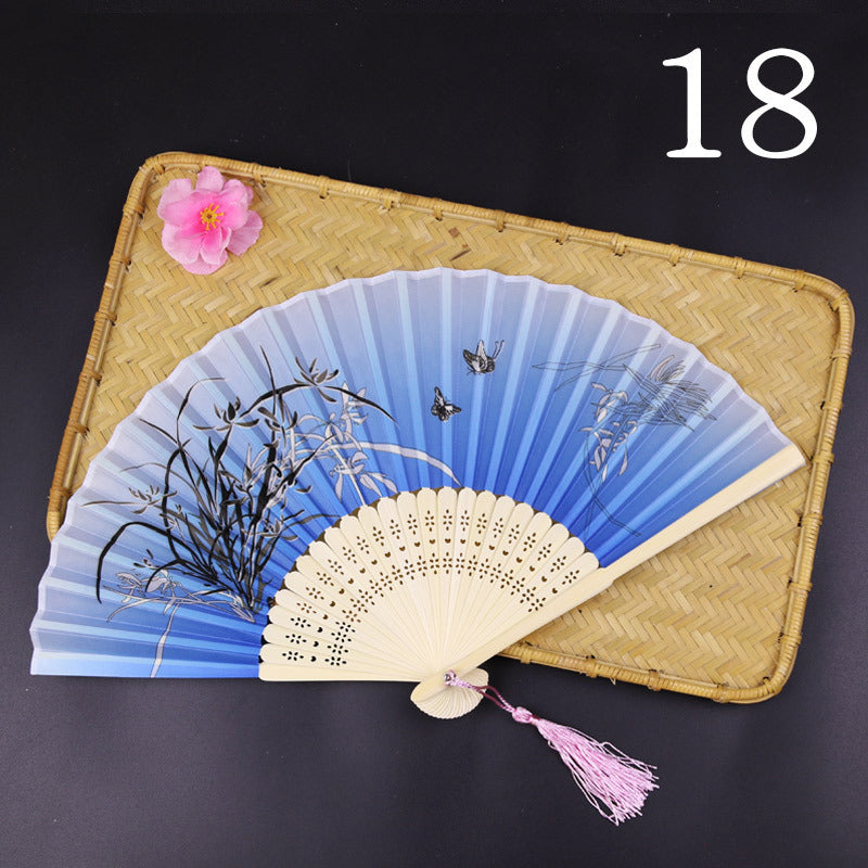 10pcs ancient style folding fan craft gift fans, Japanese Hanfu dance fans, portable silk fabric female fans