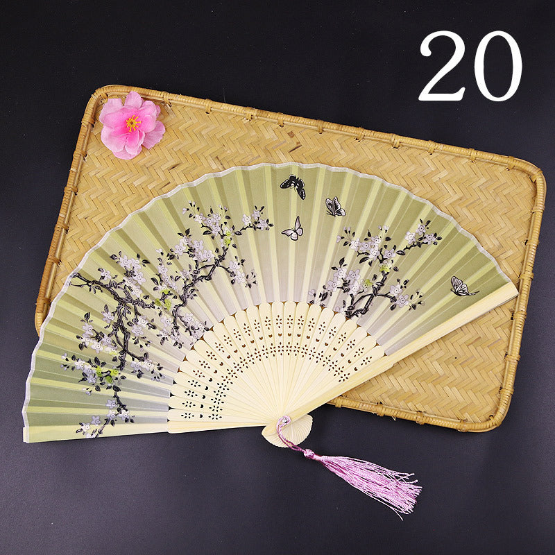 10pcs ancient style folding fan craft gift fans, Japanese Hanfu dance fans, portable silk fabric female fans