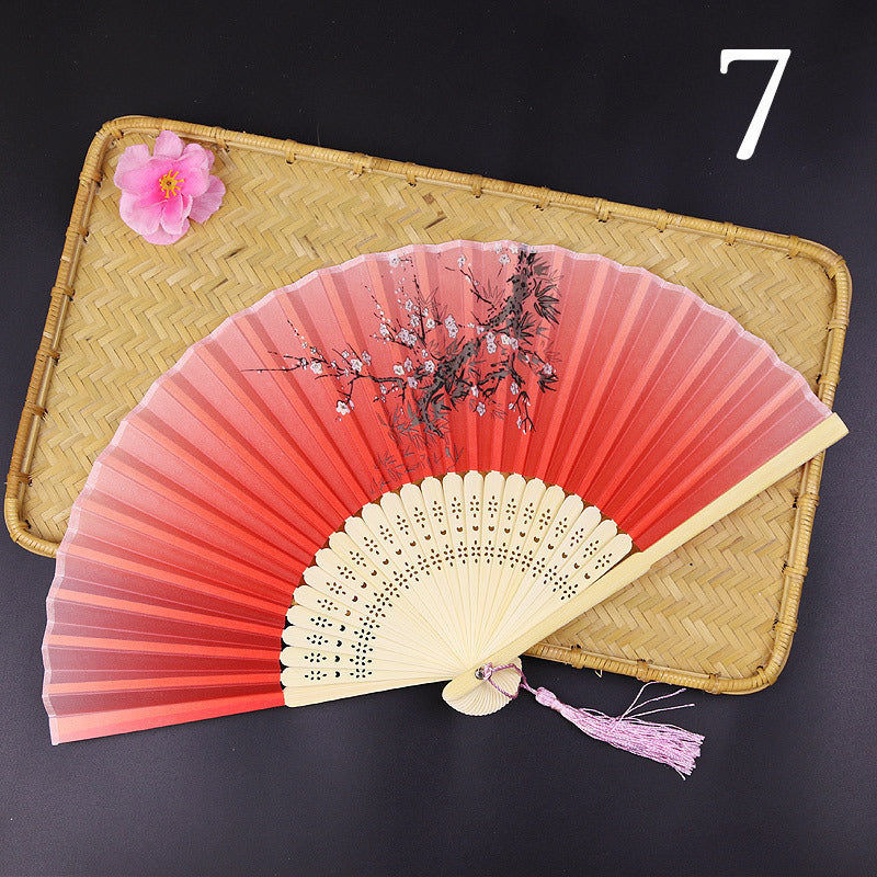 10pcs ancient style folding fan craft gift fans, Japanese Hanfu dance fans, portable silk fabric female fans