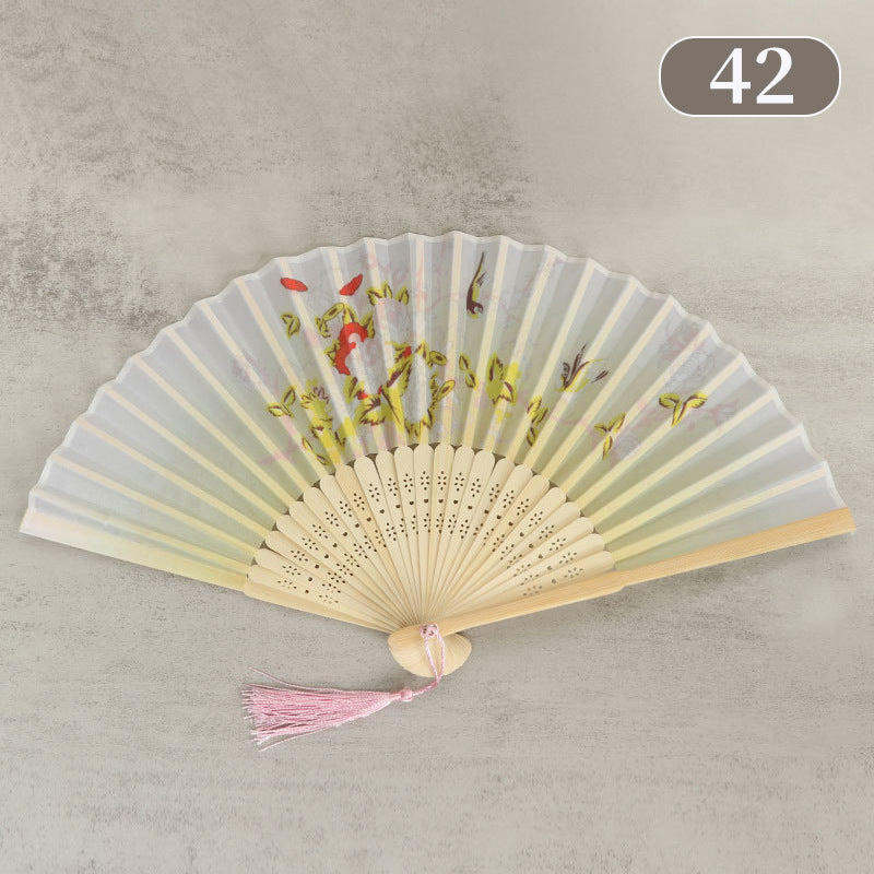 10pcs ancient style folding fan craft gift fans, Japanese Hanfu dance fans, portable silk fabric female fans