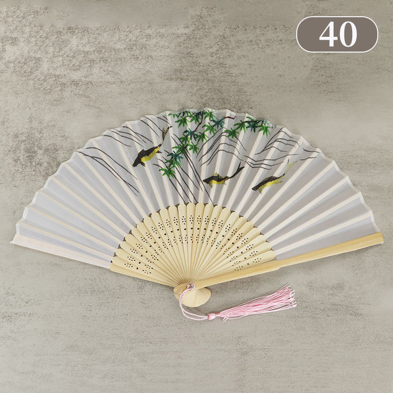 10pcs ancient style folding fan craft gift fans, Japanese Hanfu dance fans, portable silk fabric female fans