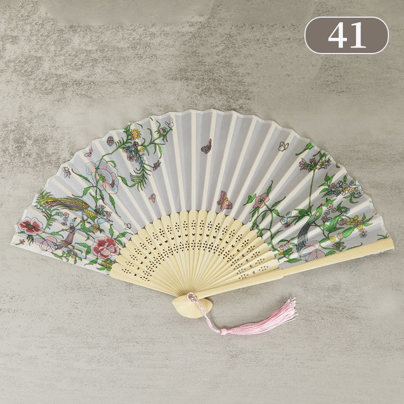 10pcs ancient style folding fan craft gift fans, Japanese Hanfu dance fans, portable silk fabric female fans