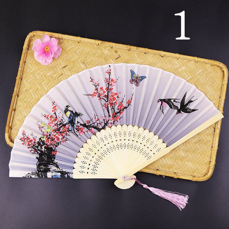 10pcs ancient style folding fan craft gift fans, Japanese Hanfu dance fans, portable silk fabric female fans