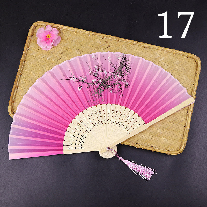 10pcs ancient style folding fan craft gift fans, Japanese Hanfu dance fans, portable silk fabric female fans