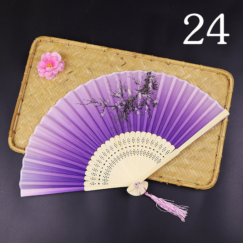 10pcs ancient style folding fan craft gift fans, Japanese Hanfu dance fans, portable silk fabric female fans