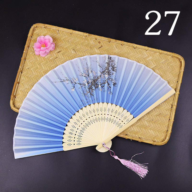 10pcs ancient style folding fan craft gift fans, Japanese Hanfu dance fans, portable silk fabric female fans