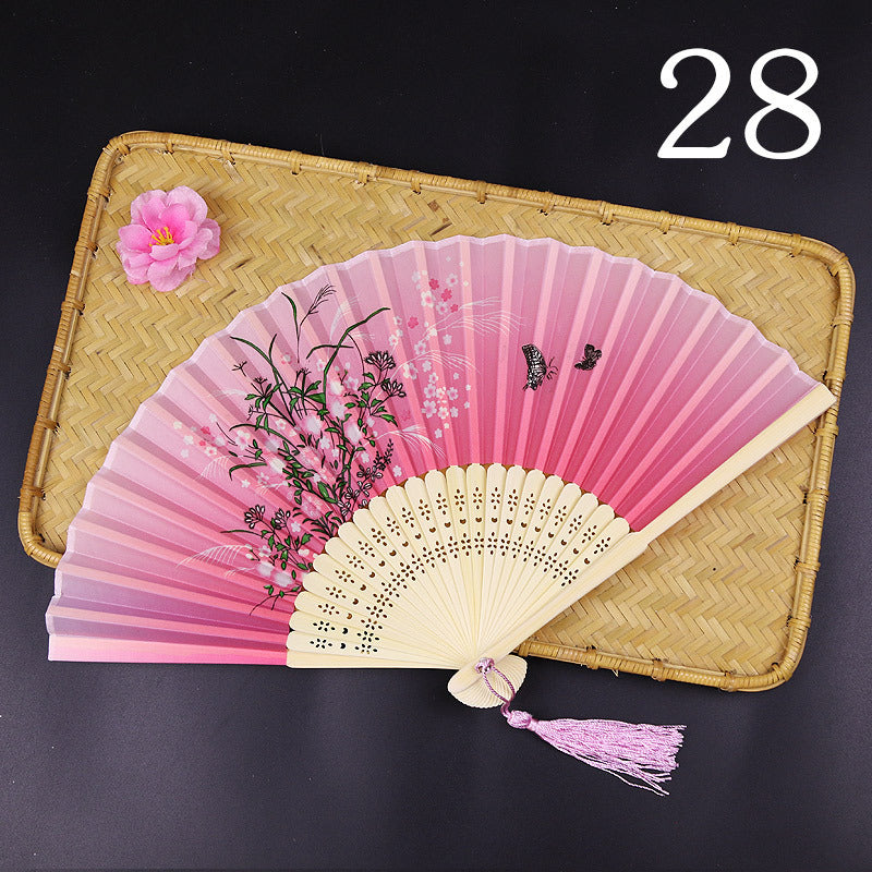 10pcs ancient style folding fan craft gift fans, Japanese Hanfu dance fans, portable silk fabric female fans