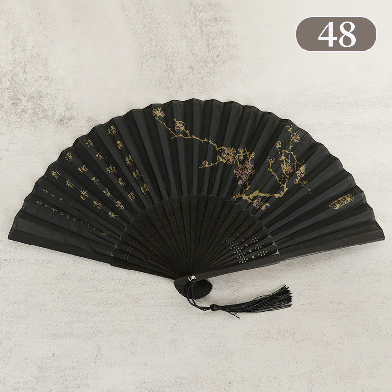 10pcs ancient style folding fan craft gift fans, Japanese Hanfu dance fans, portable silk fabric female fans