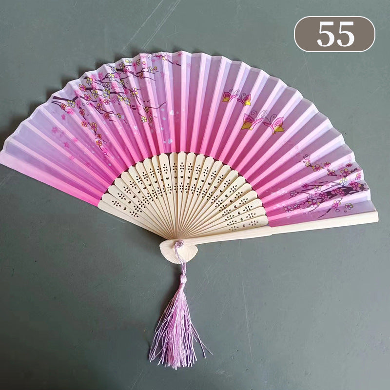 10pcs ancient style folding fan craft gift fans, Japanese Hanfu dance fans, portable silk fabric female fans