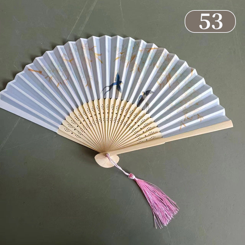 10pcs ancient style folding fan craft gift fans, Japanese Hanfu dance fans, portable silk fabric female fans