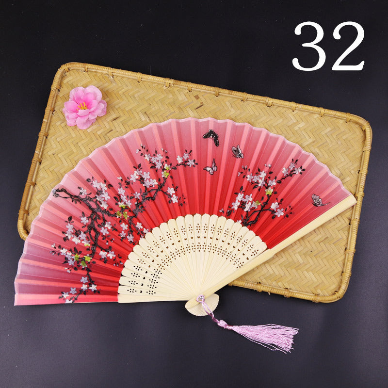 10pcs ancient style folding fan craft gift fans, Japanese Hanfu dance fans, portable silk fabric female fans